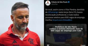 Prefeitura de SP debocha da demissão de Vitor Pereira nas redes; saiba